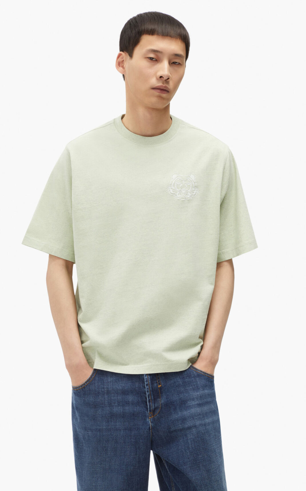 Kenzo RE/relaxed casual Tişört Erkek Yeşil | 9105-IUOHA